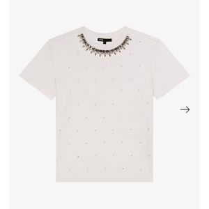 Maje embellished organic cotton embellished tee size 3, M/L NWT